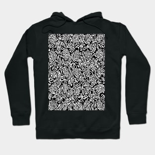 Black and White Abstract Floral Pattern Hoodie